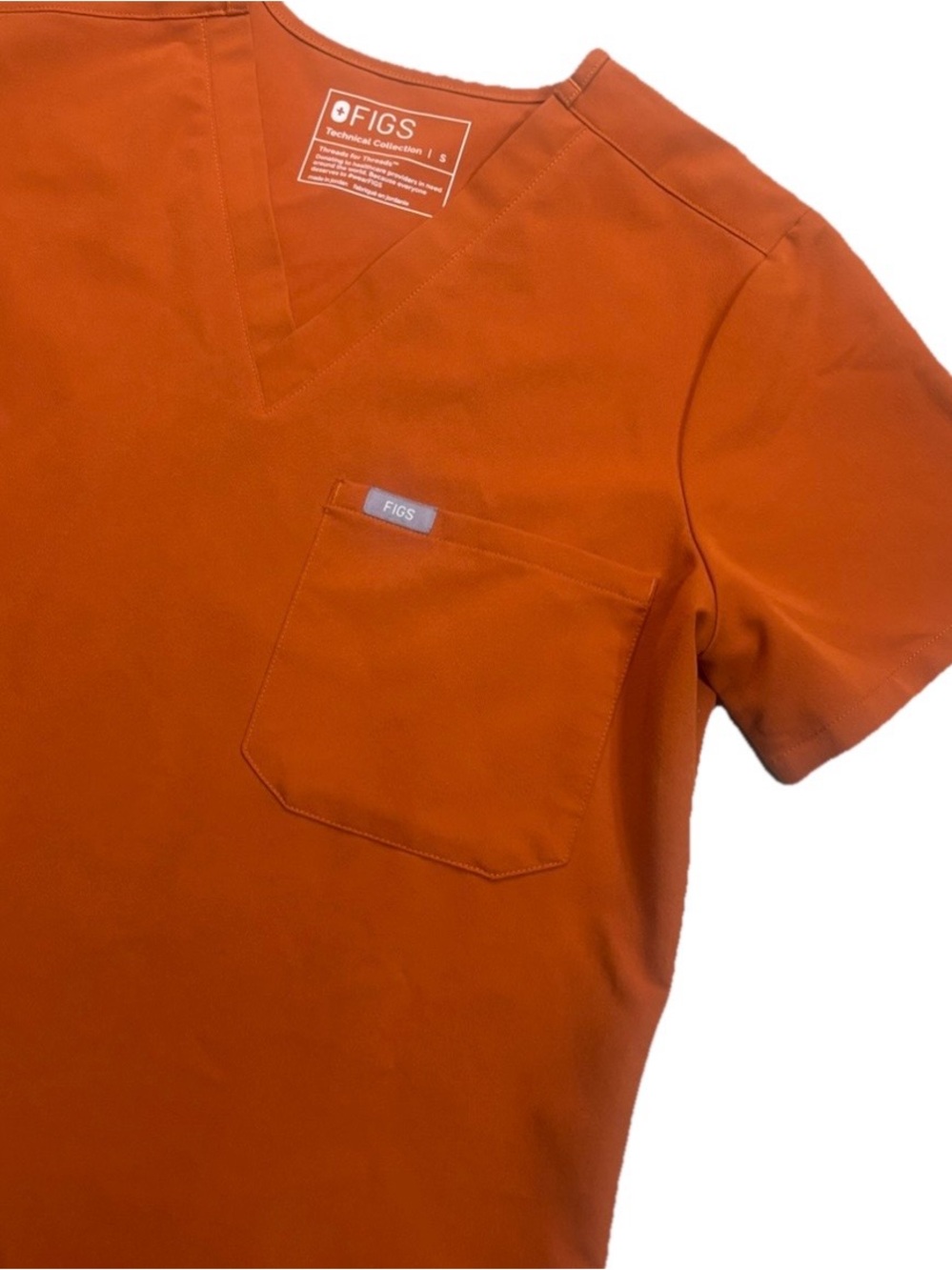 🔥FIGS Catarina Scrub Top Women’s Small Tangerine Orange FIONx Stretch PO 5855 - Picture 2 of 6